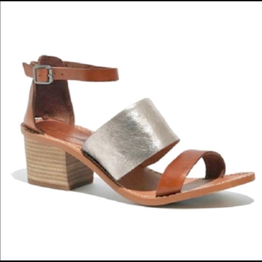 Madewell Warren silver and brown heeled sandals